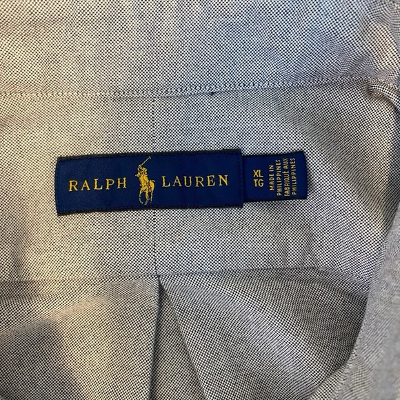 Ralph Lauren Men’s 100% Cotton Long Sleeve Button Down Grey Color Flesh Pony XL - Picture 4 of 10